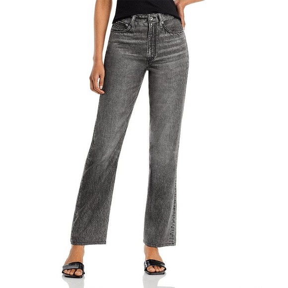 rag & bone Black Magic Liquid Miramar Alex High Rise Straight NWT 23 - Picture 9 of 9